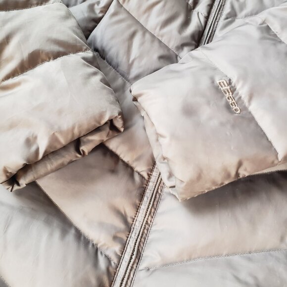 Eddie Bauer EB550  Women's Tall Medium Goose Down Puffer Jacket TAUPE - Picture 8 of 14